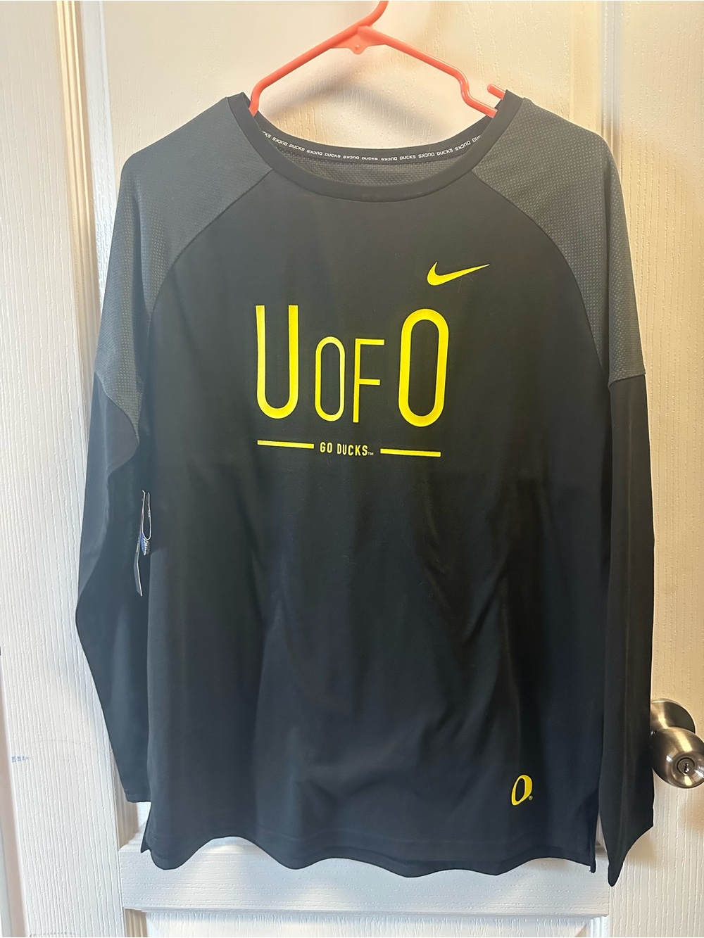 Nike Black Long Sleeve Crew with Yellow Tag Accent
